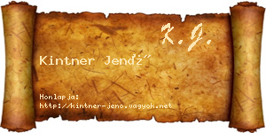 Kintner Jenő névjegykártya